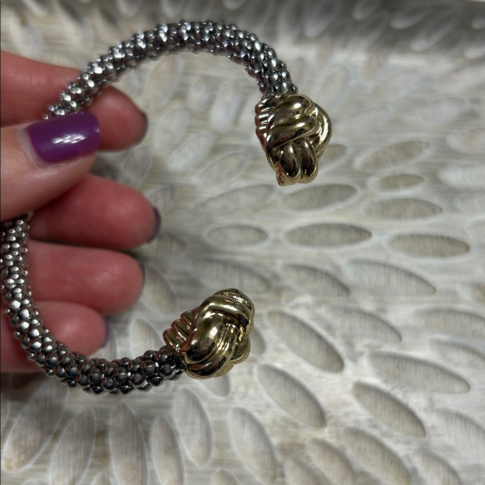 Silver and Gold Stackable Bracelets Set of 2 - Picture 5 of 7